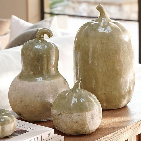 Rustic, refined, and ready for fall. These glazed stone pumpkins bring a cozy, layered look to any shelf, mantle, or table setting.
